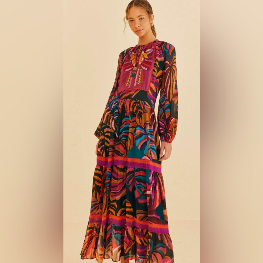 FARM RIO Graphic Foliage Embroidered Maxi Dress
Small NWT - Picture 2 of 12